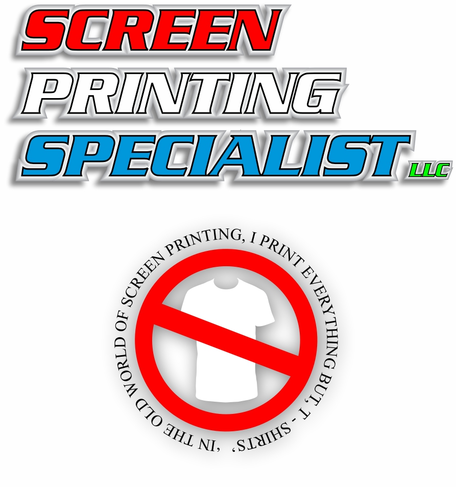 Screen Printing Specialist’s crossed-out T-shirt emblem